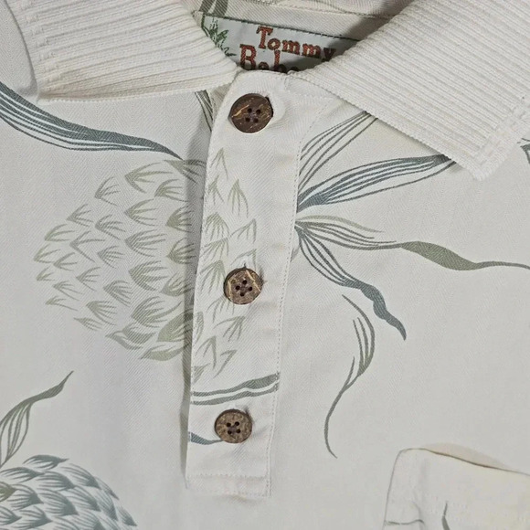 {Tommy Bahama} Men's Tropical 100% Silk Pineapple Print Ripped Collar Polo Shirt - Picture 8 of 12